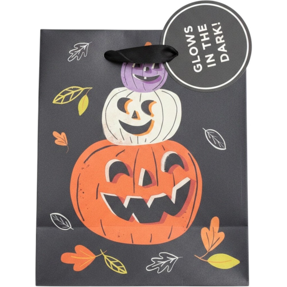 Hallmark Halloween Pumpkins Small Gift Bags Set of 6 Glow in the Dark 1HLB1962